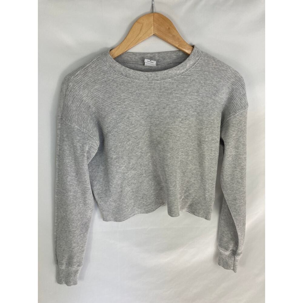 Aritizia TNA Grey Waffle Knit Long Sleeve Top size XS